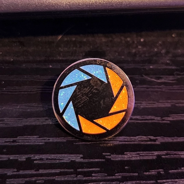 Aperture Science Portal Glitter Enamel Pin [B-GRADE Available]