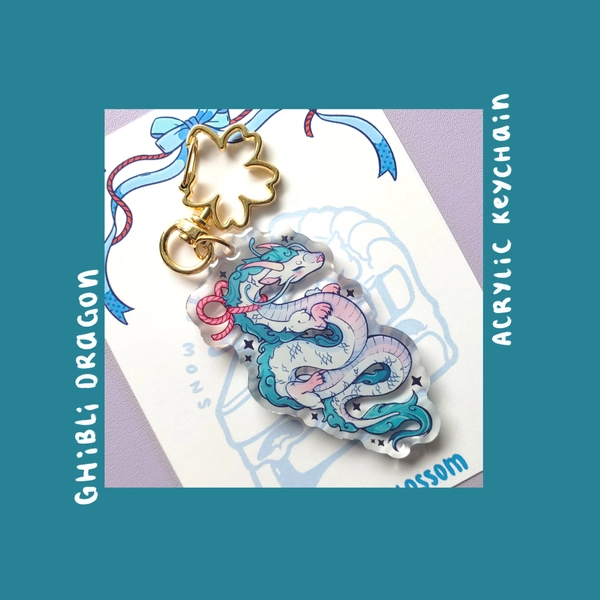 Spirited Away Haku Keychain, Acrylic Dragon Charm, Ghibli Studios Gift, Anime Gift, Bag Accessory
