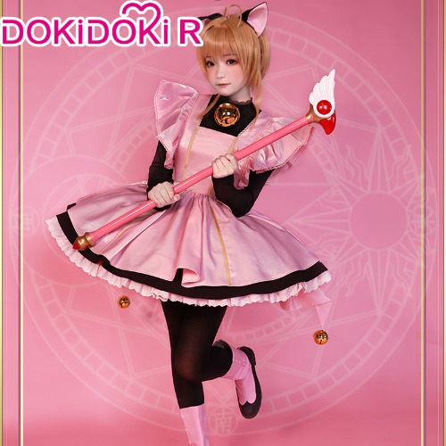 DokiDoki-R Anime Card Captor Sakura Cosplay  Thunder Card  Kinomoto Sakura Costume Cute Black Cat Suit Women Cardcaptor Sakura
