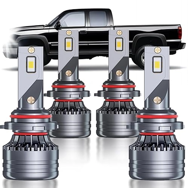 HUOKEDS for Chevy Silverado 1500 2500 1999-2006 High Low Beam Light Bulbs Combo, 4pcs Super Bright 6000K White Hi/Low Beam Blubs Package, HUO-H31SE