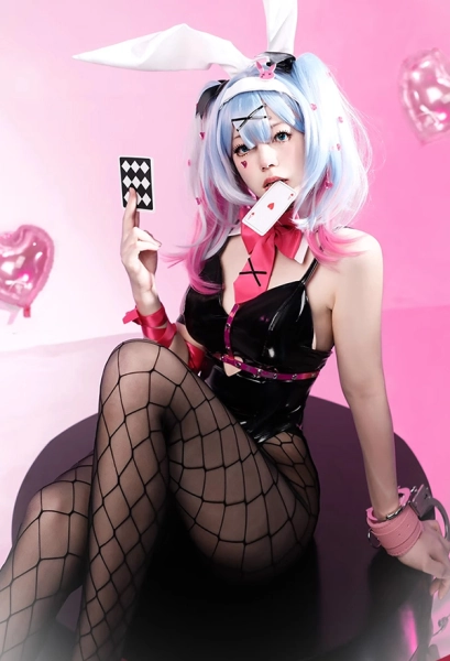 Vocal Manga Cosplay Costume Sexy Bodysuit with Fishnet Stockings and Collar