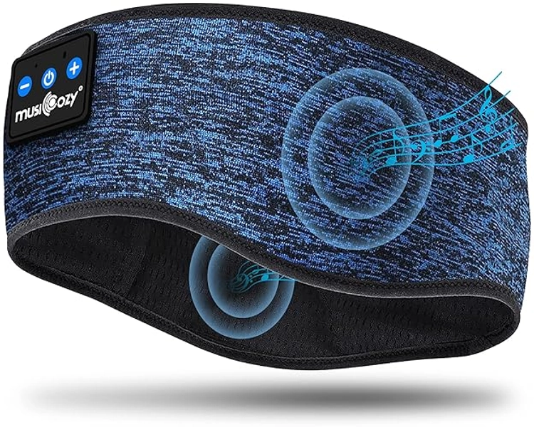 MUSICOZY Bluetooth 5.2 Headband Headphones for Sports and Sleep, Wireless Sleeping Eye Mask Earbuds Earphones for Side Sleepers Workout Running Cool Tech Gadget Unique Gift