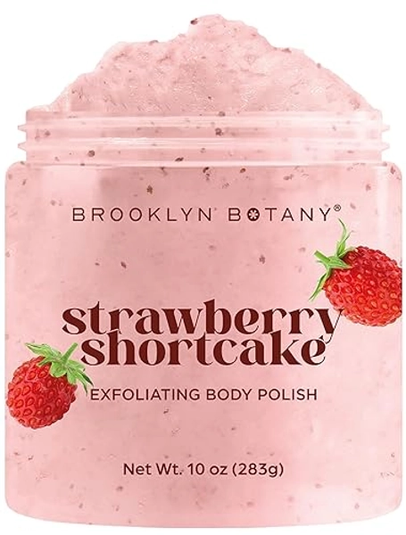 Brooklyn Botany Strawberry Shortcake Body Polish for Skin Care – Moisturizing and Gently Exfoliating Body Moisturizer Lotion for Smoother, Softer Skin – 10 oz