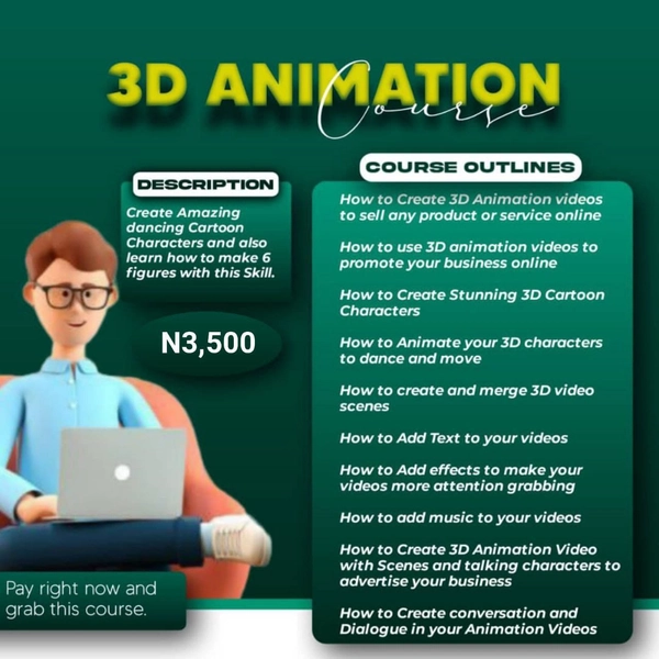 Buy 3D ANIMATION COURSE by Aniesodo favour on Selar.co