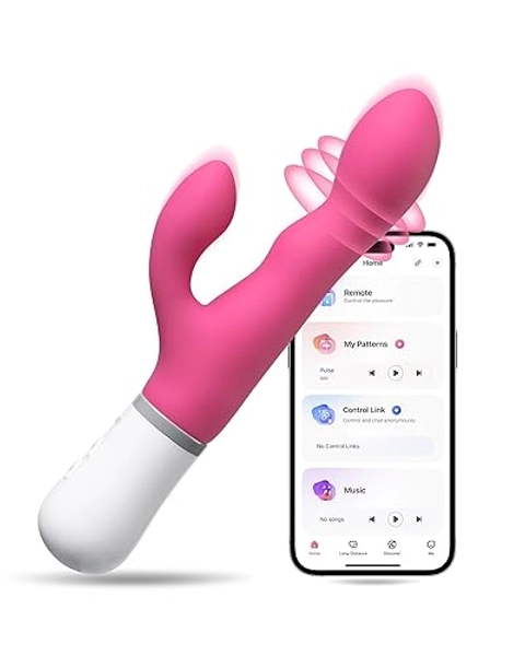 LOVENSE Nora Rabbit Vibrator with APP Control, Pink Vibrator Rabbit with Dual Motor, Clitoral Stimulator Dildo Massager, Sex Toys for Women with Smartphone Wireless