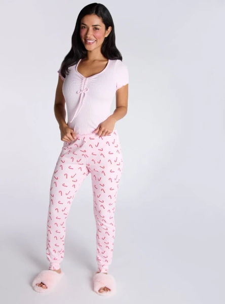 Candy cane ribbed pyjama set