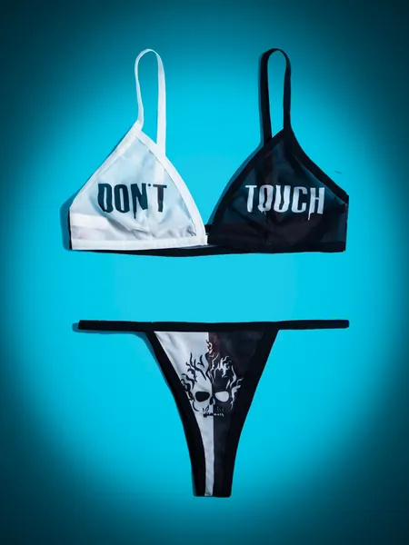 ROMWE Grunge Punk Slogan Graphic Lingerie Set