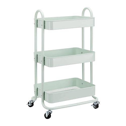Amazon Basics 3-Tier Rolling Utility or Kitchen Cart - Mint Green - Mint Green