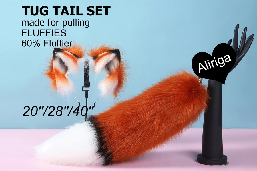 brown fluffy fox tail and ear set fox ear and tail cosplay fluffy wolf tail and wolf ear petplay cat tail and ears kitten ears kitten tail