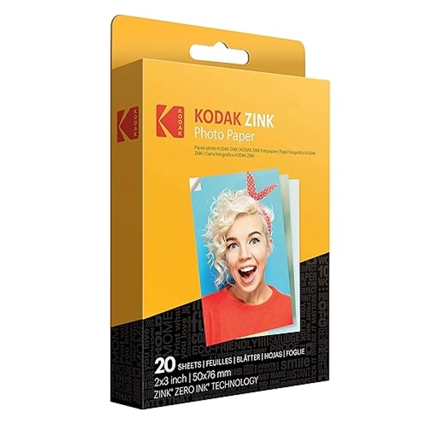 Zink KODAK 2"x3" Premium Photo Paper (20 Sheets) Compatible with KODAK Smile, KODAK Step, PRINTOMATIC - White - 20 Pack