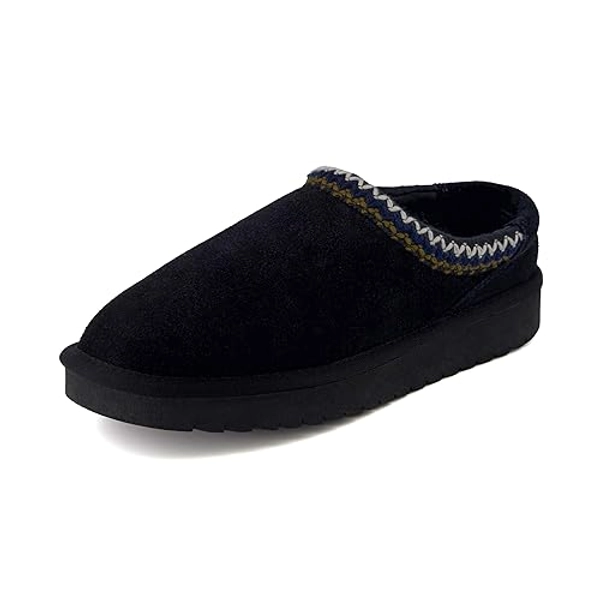 CUSHIONAIRE Keto Womens Slippers Slip-On Suede Mule Slipper - Cozy & Stylish, Memory Foam & Faux Fur Lining, Wide Widths Available