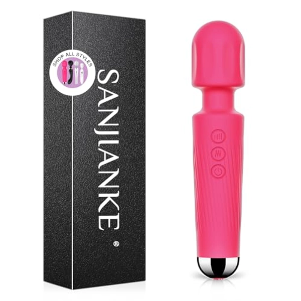 Vibrator Wand Sex Toys,Clit Stimulator Vibrators,Vibrator for Woman,Wand Massager Sex Toy,20 Patterns,8 Speeds of Pleasure,Quiet Adult Sex Toys,Waterproof, for Women Partner Play Gifts (Rose Red)