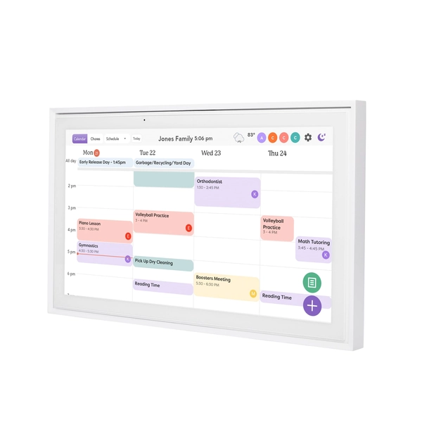 Skylight Calendar: 15 inch Digital Calendar & Chore Chart, Smart Touchscreen Interactive Display for Family Schedules - Wall Mount Included White