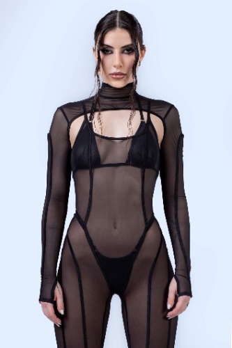 After Dark 2-Piece Mesh Catsuit | M / Set