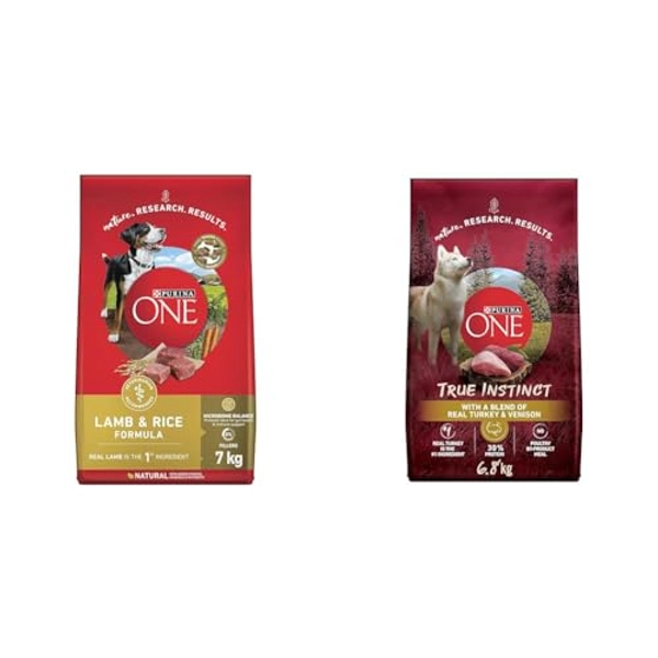 Purina ONE Dry Dog Food, Lamb & Rice - 7 kg Bag & True Instinct High Protein Dry Dog Food, Turkey & Venison - 6.8 kg Bag