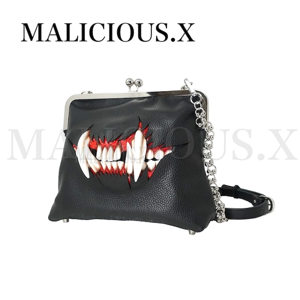 Cat fang metal clasp chain shoulderbag(L)Black