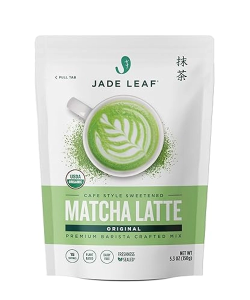 Jade Leaf Organic Matcha Latte Mix - Cafe Style Sweetened Blend - Sweet Matcha Green Tea Powder (150 Gram)