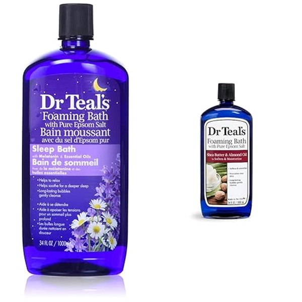 Dr Teal's Melatonin Sleep Bath + Shea Butter & Almond Oil Foaming Bath (1000ml each)