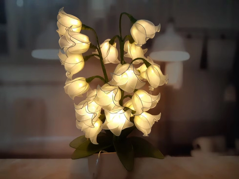 Off White Lily of the Valley flower lamp battery nylon flower LED christmas lights Wedding Valentine Mother day New Year Gift