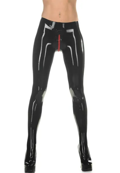 Latex Gummi Rubber Crotch Red Zipped Tiights Trousers Pants 0.4mm