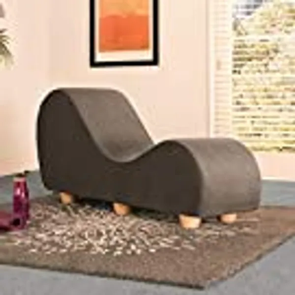 Avana Chaise Lounge Chair for Stretching and Relaxation, Maple Wood Feet, Microvelvet - Mocha
