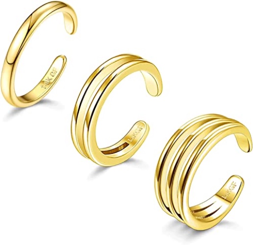 Toe Rings for Women Adjustable Gold Toe Ring Set Open Band Simple CZ Daisy Flower Toe Rings Hawaiian Summer Beach Foot Jewelry for Women - Style-3