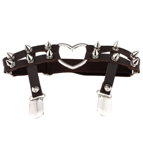 Spiked Heart Garter Belt - Black