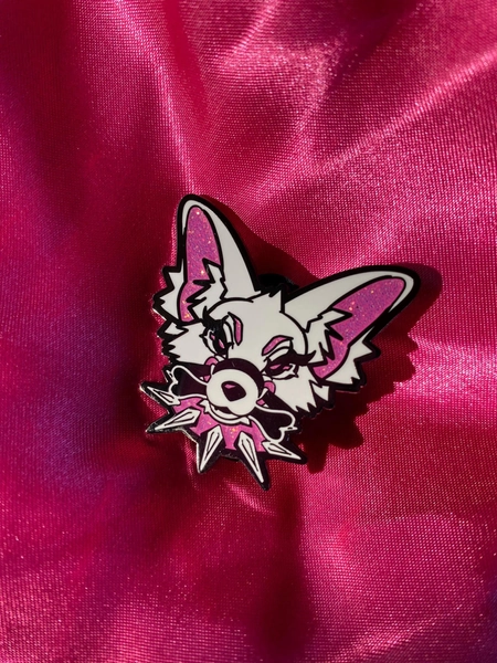 1.5 x 1.5 Bad Dog Hard Enamel Glitter Pin