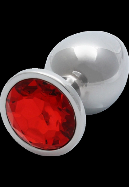 Σφήνα με Κόσμημα Round Gem Butt Plug Large Silver/ruby Red 9,3 εκ.