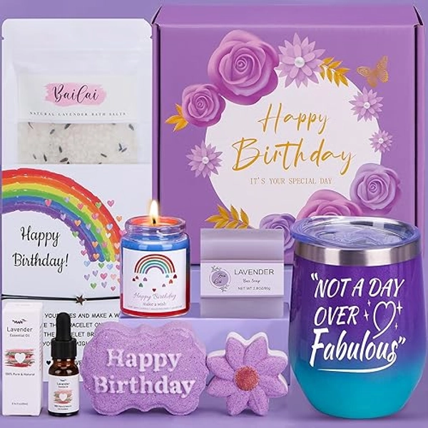 Birthday Pamper Gifts Box For Women, Unique Happy Birthday Pamper Hampers Kit for Women Self Care Package for Her, Ladies Spa Bath Set Birthday Presents Ideas For Women Best Friends Bestie Sister Mum