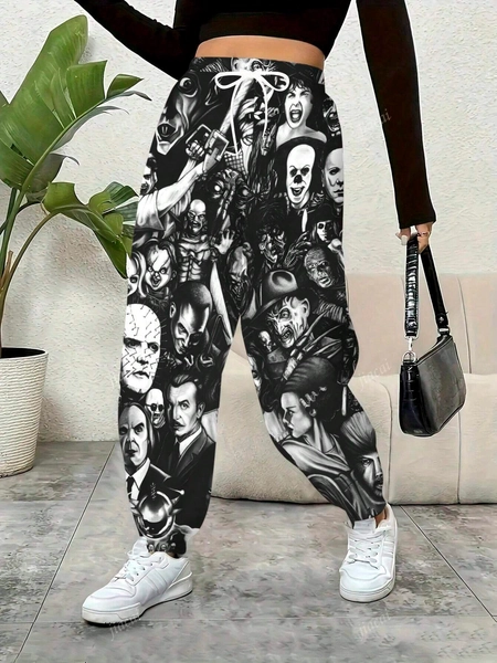 Women's Loose Casual Pants With Graphic Print