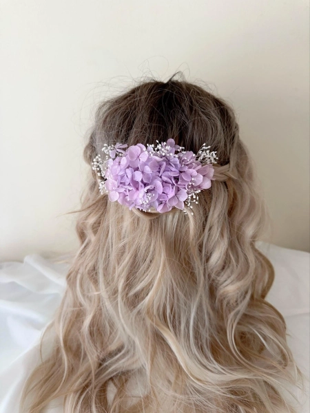 Lilac flower comb/ Hydrangea flower comb/ Decorative wedding slide/ Wedding flower comb/ Bridal hair piece/ Lavender flower comb