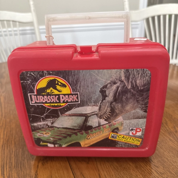 Vintage 1992 Jurassic Park Lunch Box NEW WITH TAGS AND PAPERS With Thermos