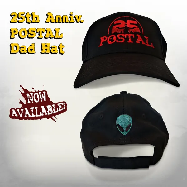 25th Anniversary POSTAL Dad Hat & 25th Sticker - Running With Scissors