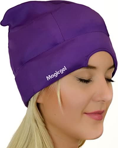 Magic Gel Migraine Ice Head Wrap | Real Migraine & Headache Relief | The Original Headache Cap | Cold, Comfortable, Dark & Cool; Endorsed by Physicians, Loved by Thousands - (Purple) - Purple (Pack of 1)