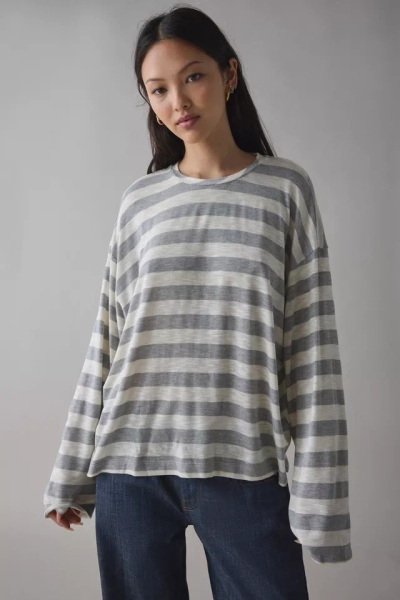 ReMADE By UO Remnants Striped Drippy Sleeve Sweater