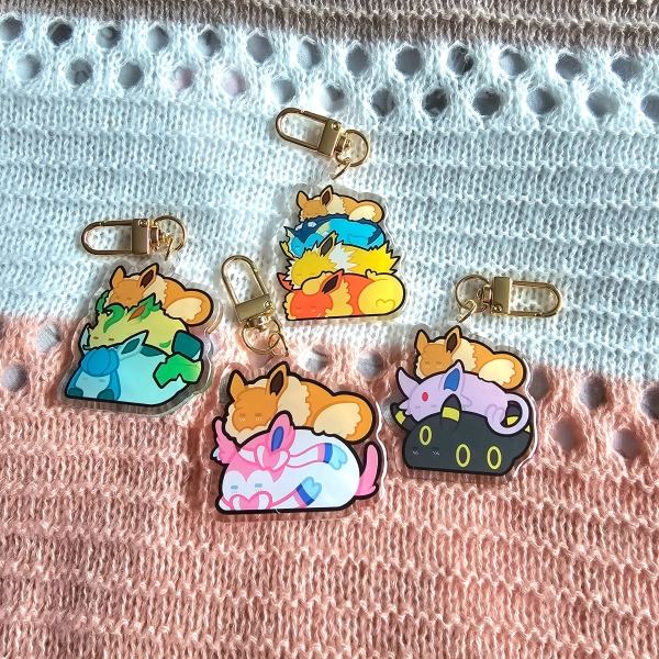 Mochi Eeveelution Pokemon Keychains