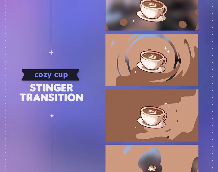 (Przejście) Animated Cozy Coffee Cup Stinger Transition || Comfy Cappuccino Twitch Youtube Vtuber Streamer Transition OBS