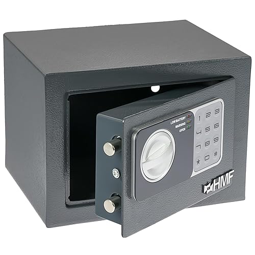 HMF 46126-11 Safe Tresor klein mit Zahlenschloss, Möbeltresor | 23 x 17 x 17 cm | Anthrazit - Anthrazit