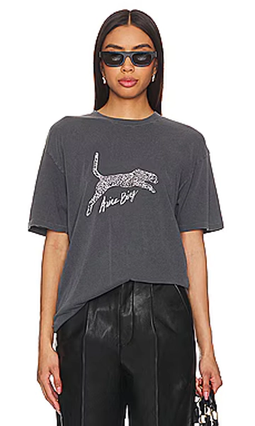ANINE BING Walker Tee Spotted Leopard in Washed Black from Revolve.com