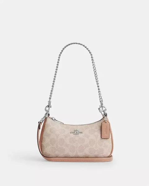 Silver Teri Mini Crossbody Bag In Signature Canvas