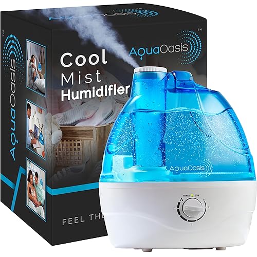 AquaOasis® Cool Mist Humidifier (2.2L Water Tank) Quiet Ultrasonic Humidifiers for Bedroom & Large room - Adjustable -360 Rotation Nozzle, Auto-Shut Off, Humidifiers for Babies Nursery & Whole House - White