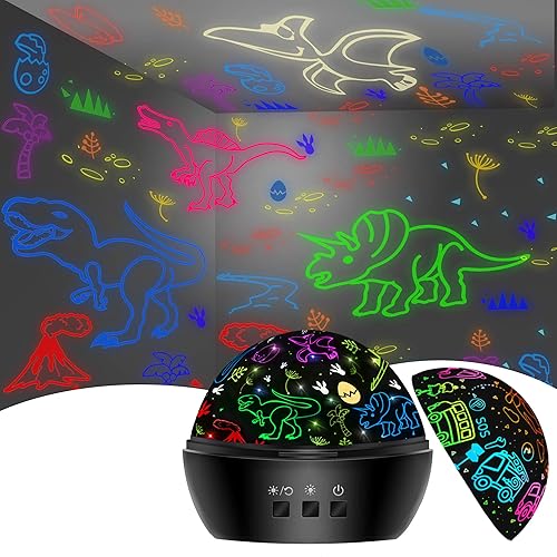 Dinosaur Toys for 3-8 Year Old Boys,Dino Projection Kids Toys for 3-8 Year Olds Boys 2 in 1 Car Toy for 2-10 Year Olds Boys,Chirstmas Stocking Stuffers Gifts for 2-10 Year Olds Kids Toddler Toys - Black