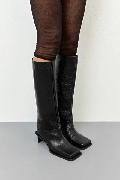 Brianna Black Grain Tall Boots
