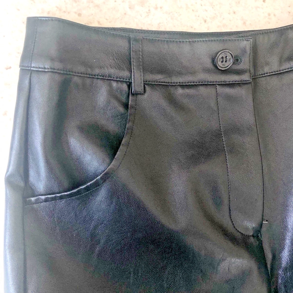 WM Ladies Trousers UK 12 Black Faux Leather Straight Leg High Rise NEW with Tags