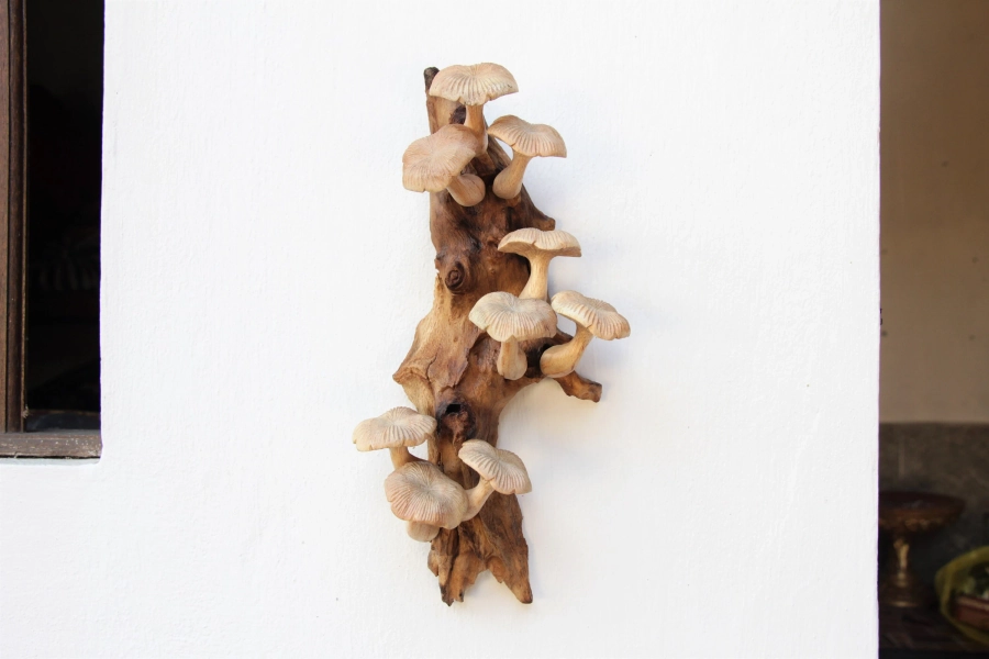Hand-Carved Wooden Mushroom Wall Art | Rustic Nature Decor | Fairy core Wall Hanging | Cottage core Home Gift