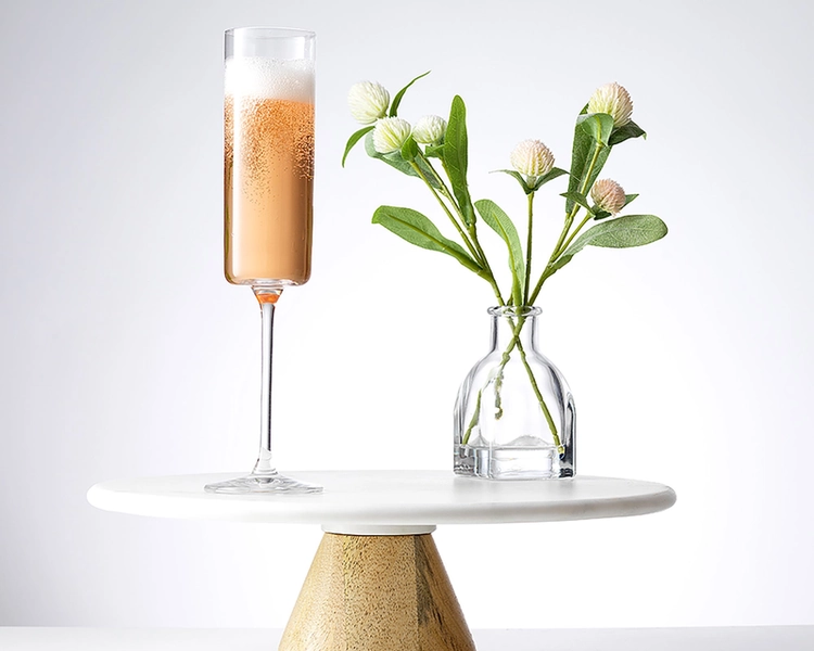 Claire European Crystal Champagne Flutes, Set of 2