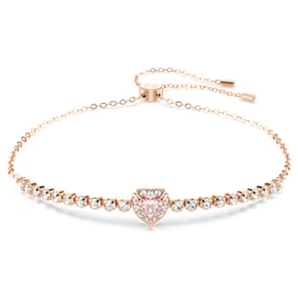 One bracelet, Heart, Pink, Rose gold-tone plated