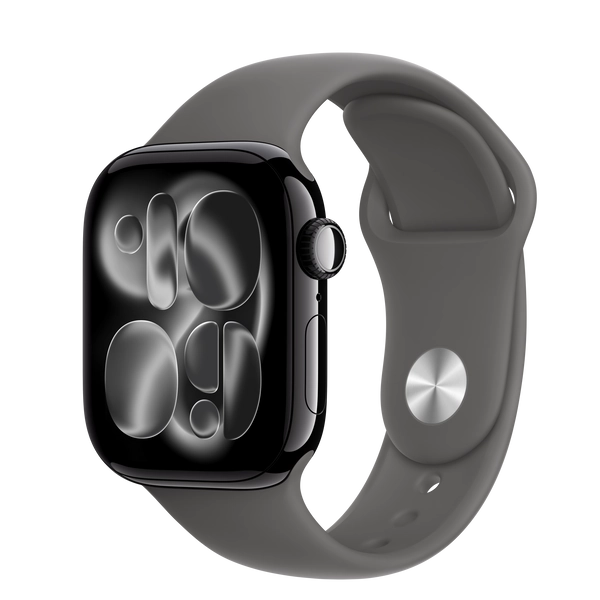 Apple Watch Series 11 GPS, 42mm Jet Black Aluminum Case with Stone Gray Sport Band - M/L