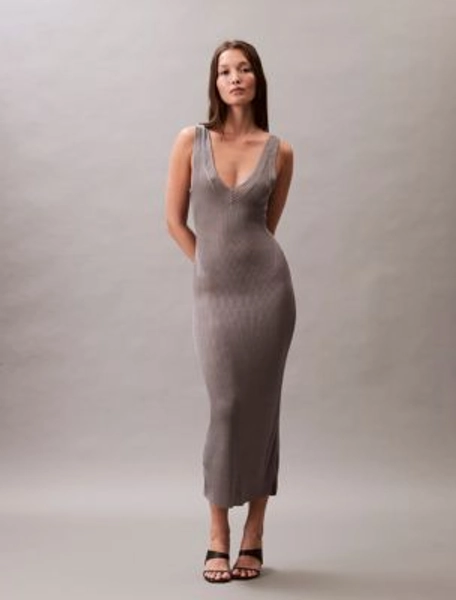 Viscose Ribbed Midi Dress